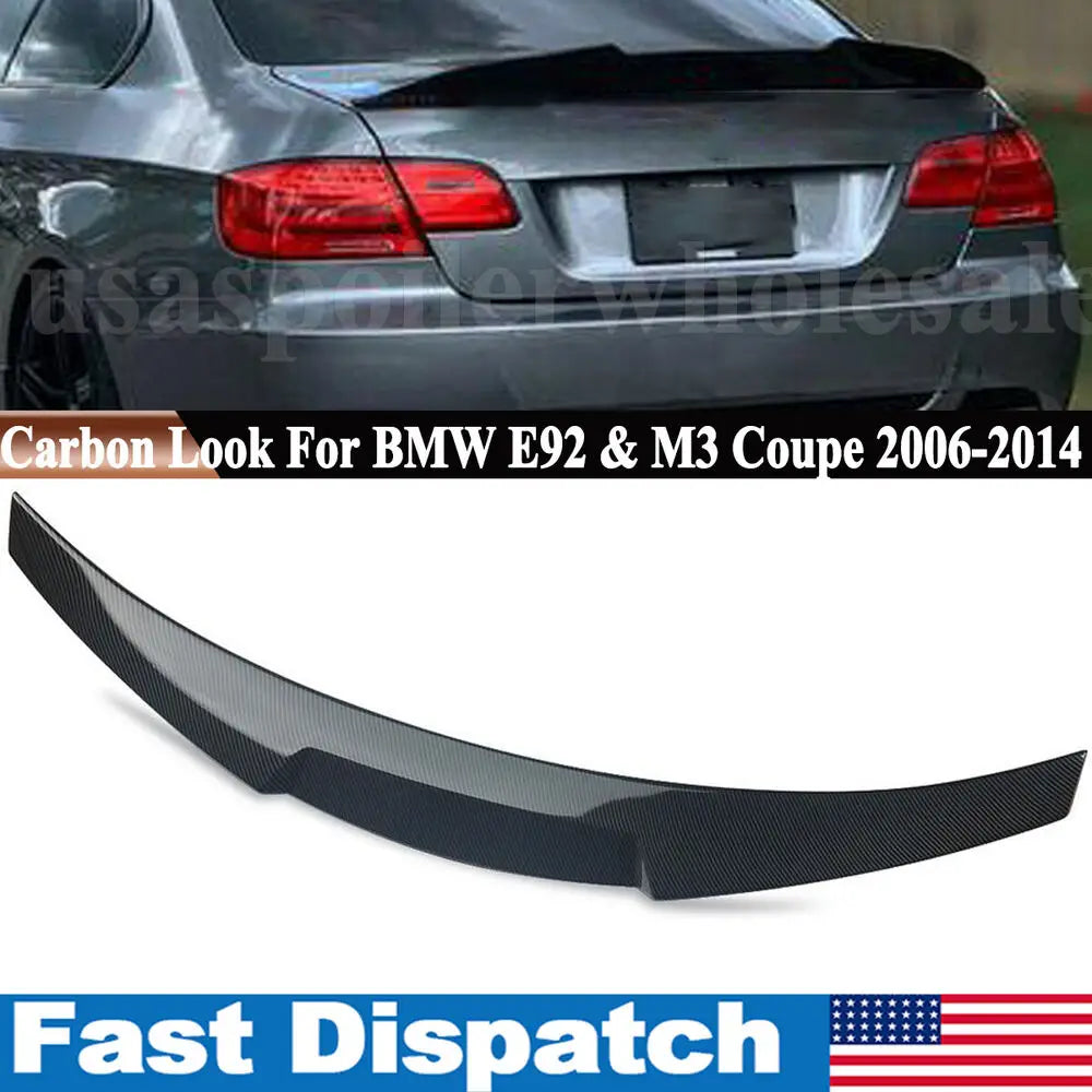 High Kick Trunk Spoiler Wing For 2007-2013 BMW E92 Coupe Carbon Fiber Look
