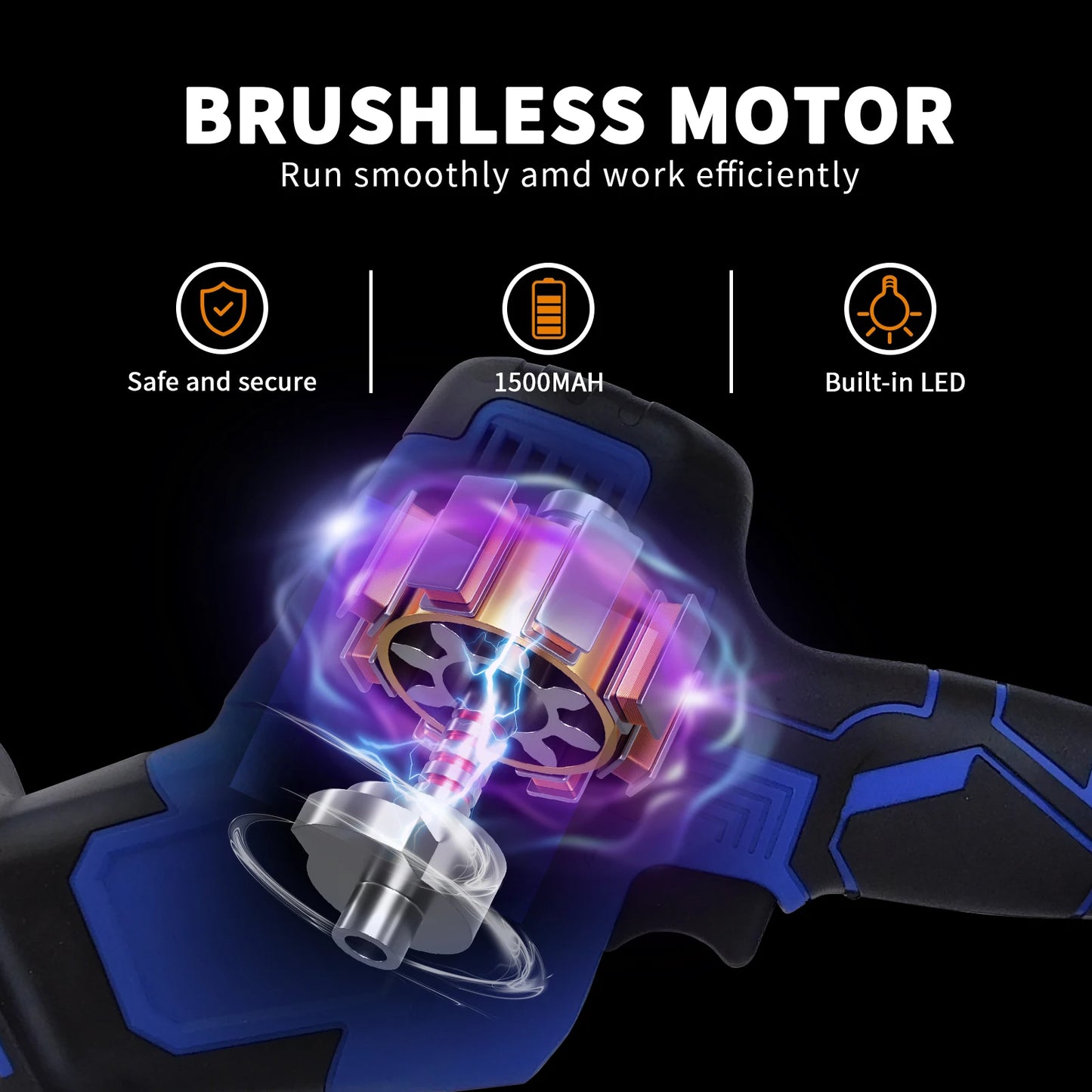 DayPlus Brushless Reciprocating Saw 21V Electric Cordless Reciprocating Saw for Cutting Wood and metal With Battery & 4 Saw Blades