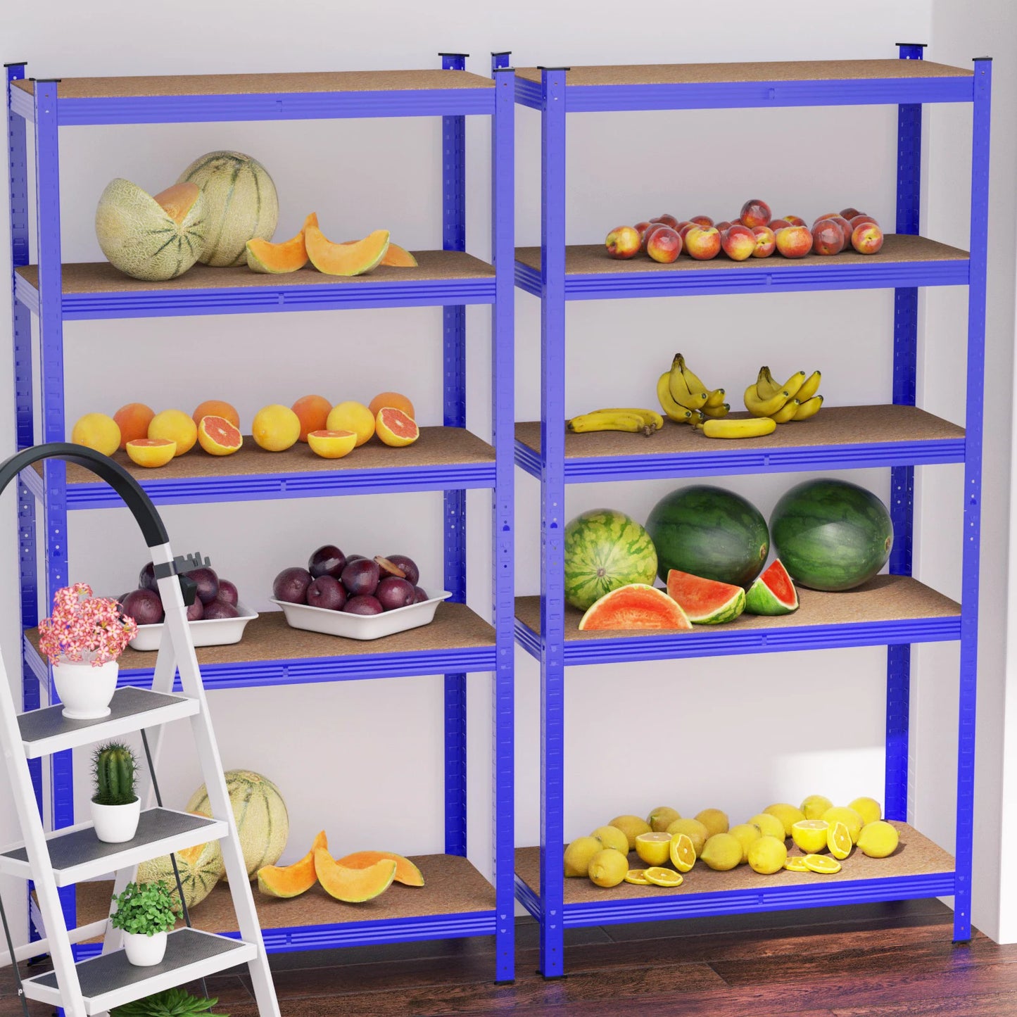 DayPlus Shelving Unit Garage Storage Shelves 180x90x40cm 5 Tier Metal Shelf Rack Boltless Height Adjustable for Home Shop Shed