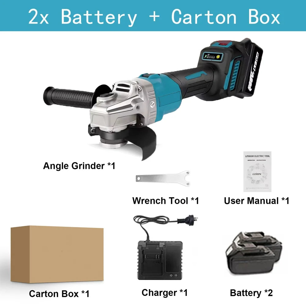 125MM Brushless Electric Angle Grinder Variable Speed M14 Cutting Power Tool for Makita 18v Battery