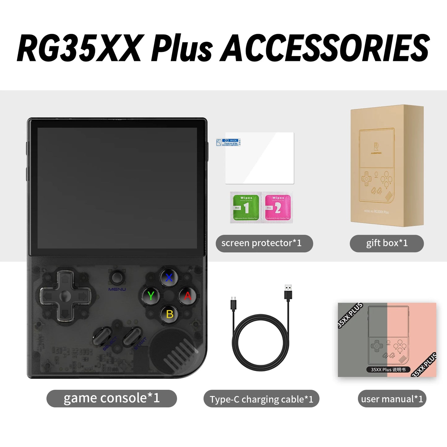 ANBERNIC RG35XX Plus Handheld Game Console 3.5" IPS Screen With 3300mAh Linux System Retro Games Console Built-in 64G 5000 Games