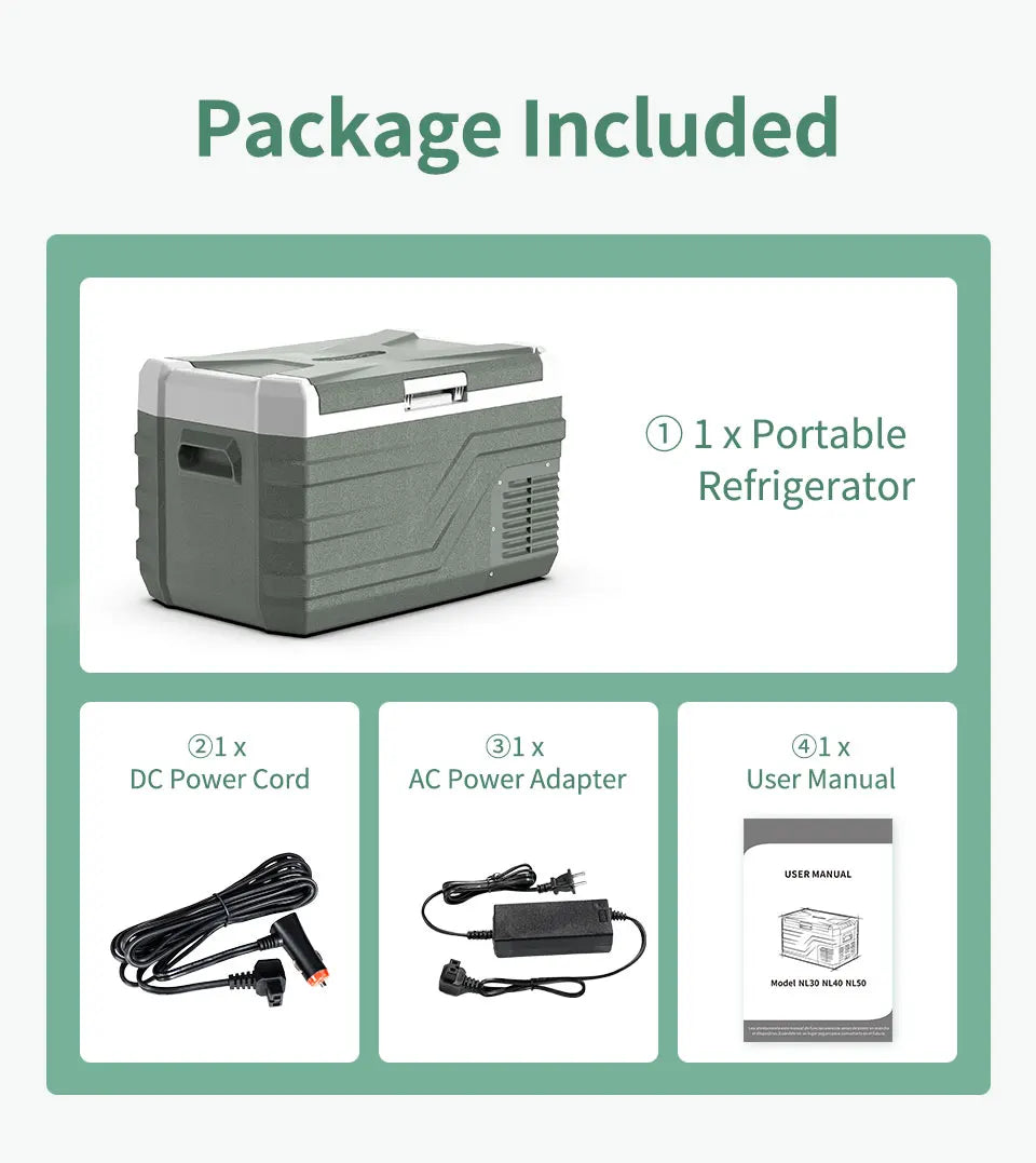 Alpicool NL 25L 35L 45L Car Refrigerator 12V Compressor Fridge Freezer 12/24V DC 100-240V AC Portable Cooler for Camping Travel