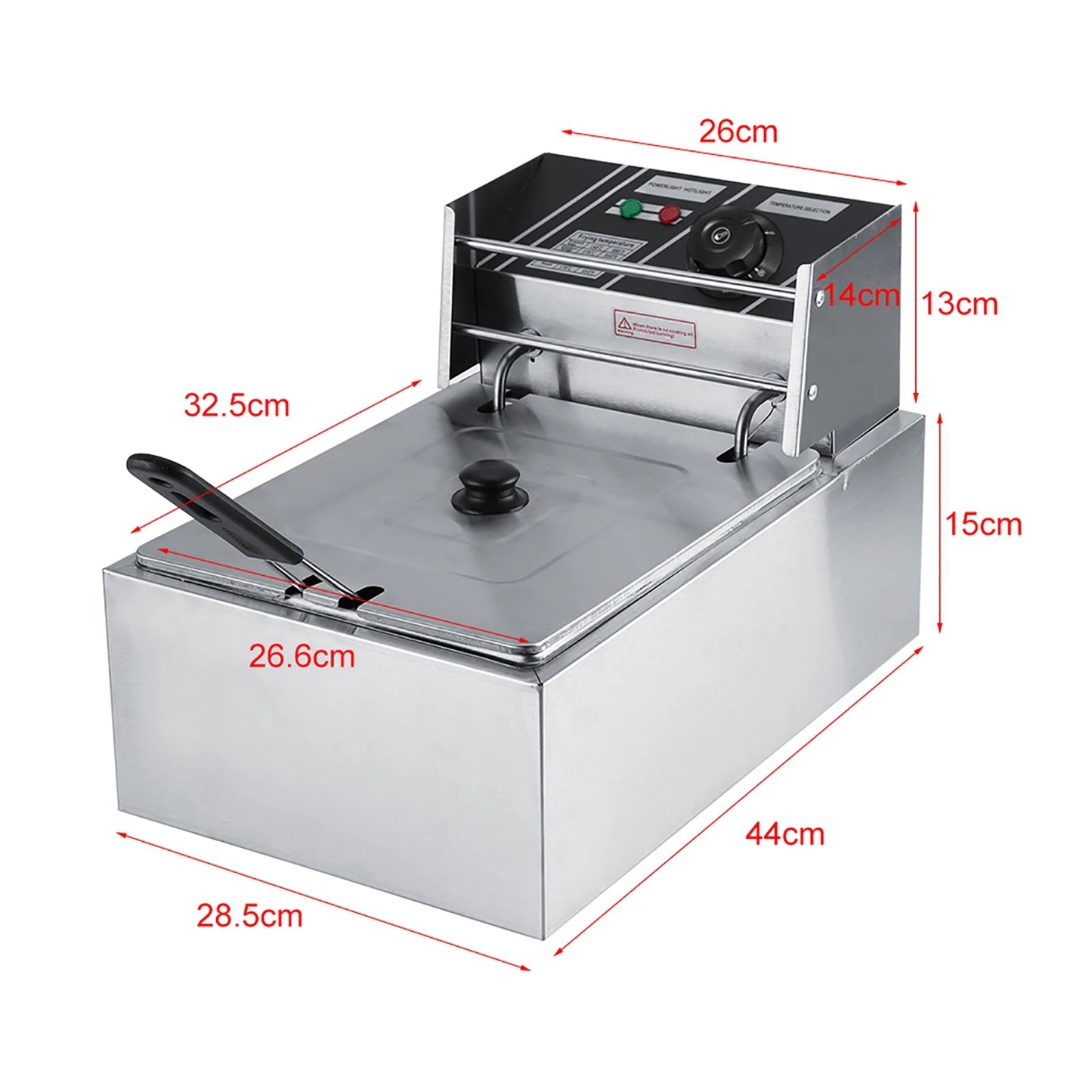 6L Stainless Steel Electric Fryer with Basket for Commercial & Home Use Electric Fryer Fryer Stainless Steel Fryer