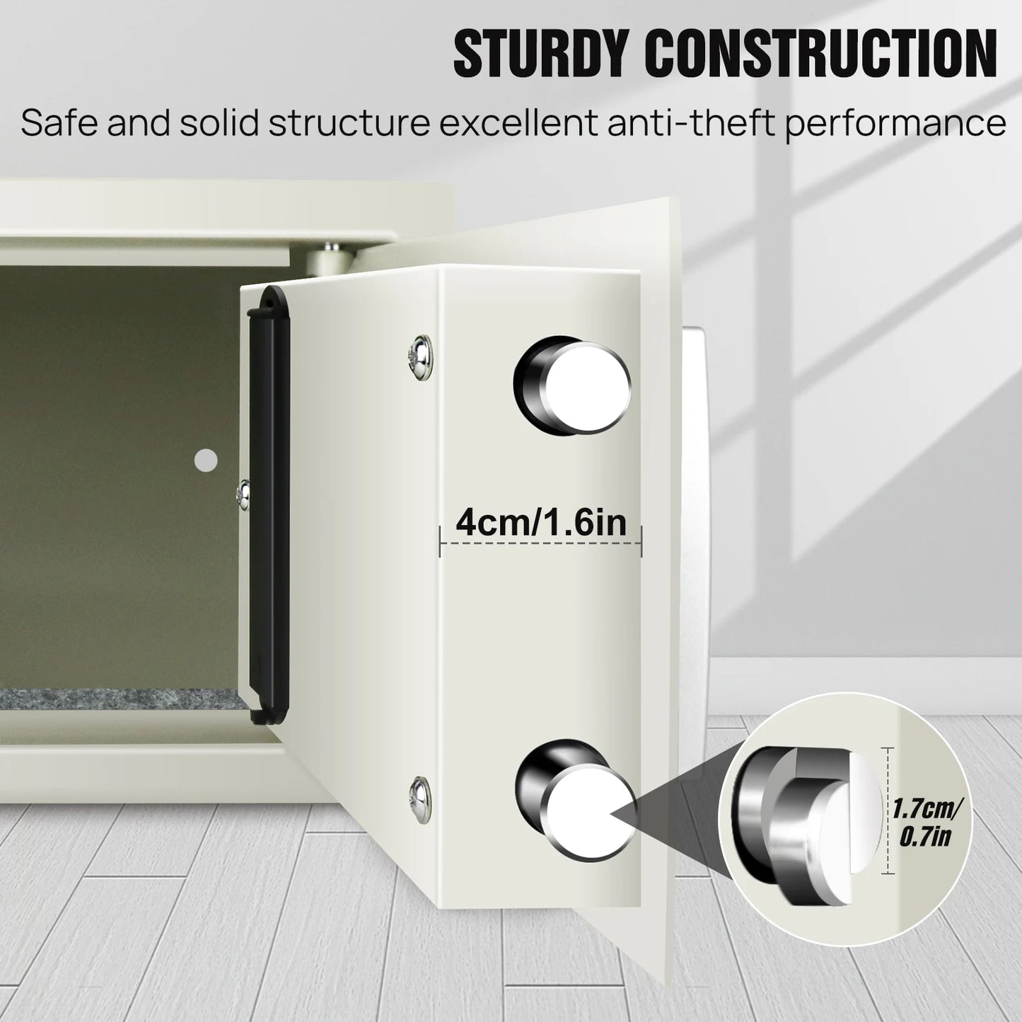 Digital Steel Electronic Security Commercial Digital Safe Security Box, Wall Mounted with 2 Keys for Home Office Safe Box,4.6L