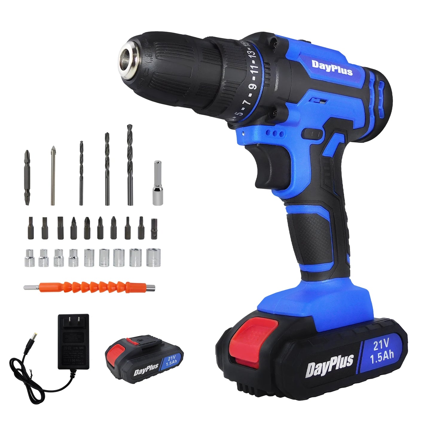 21V Cordless Power Drill,Handheld Screwdriver Drill Set with 25+1 Torque Setting,1.5AH Li-ion Battery&Fast Charger,2-Gear Drill