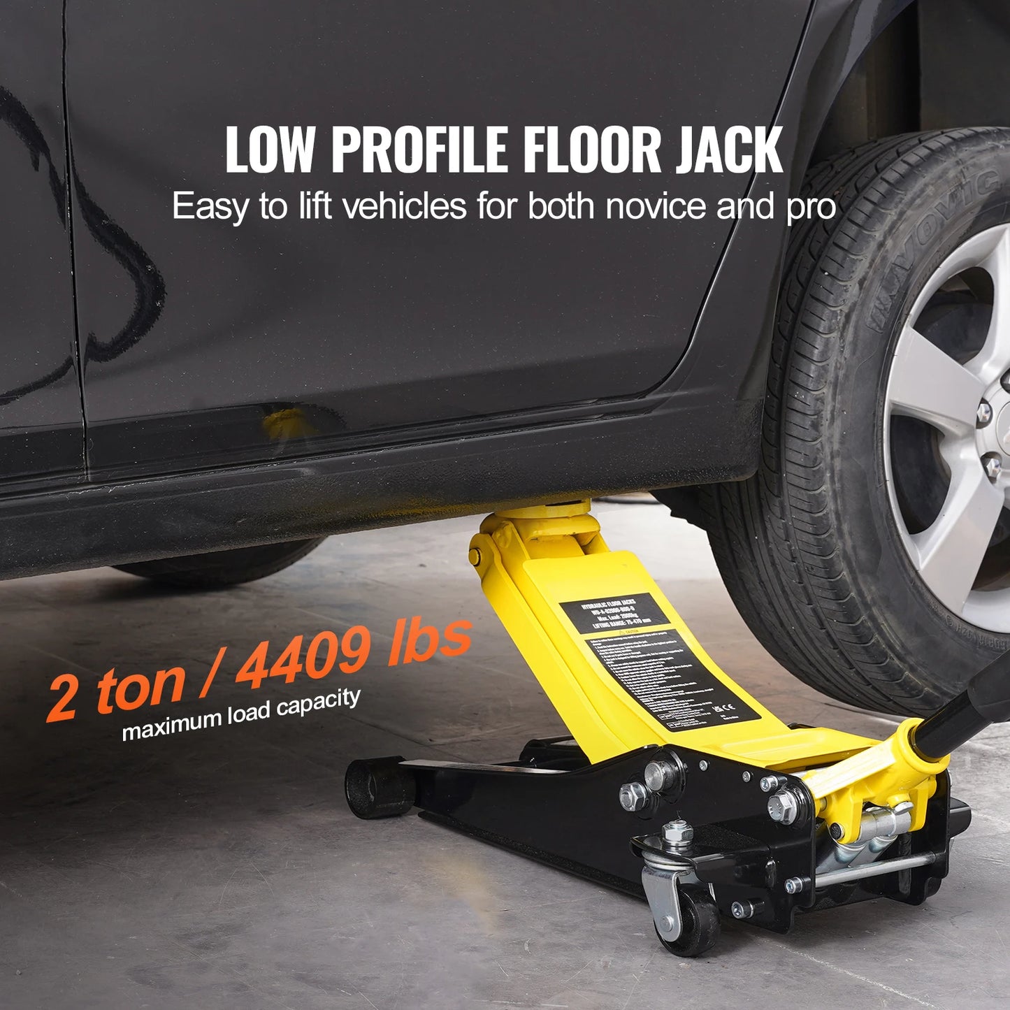VEVOR 2T Low Profile Floor Jack , Heavy Duty Iron Hydraulic Racing Floor Jack, Hydraulic Car Jack, Single Piston Lift Pump