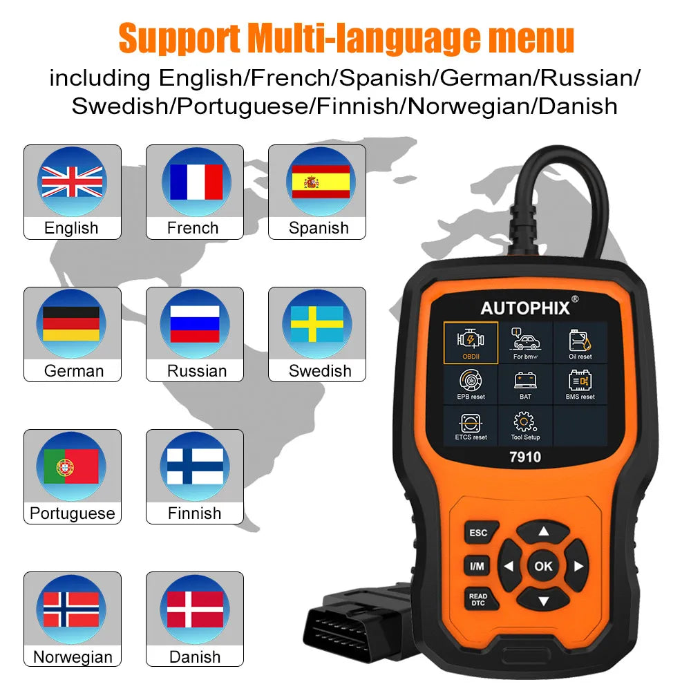 Autophix 7910 OBD2 Diagnostic Tool For BMW For Rolls Royce for Mini Oil Airbag Battery Reset Car OBD 2 Scanner All System
