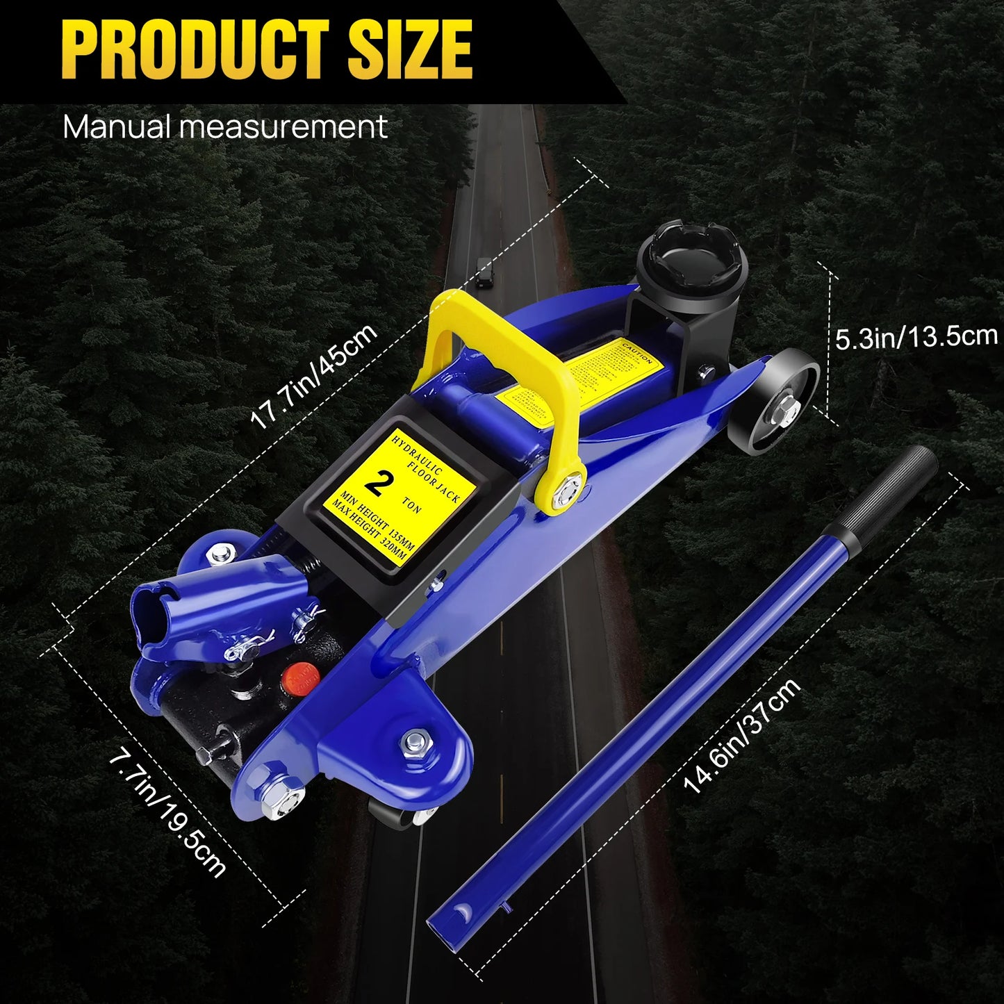 DayPlus Hydraulic Trolley Floor Jack 2 Ton Portable Heavy Duty Car Lift with Carry Case Steel handle Profile Tyre Repair Tools