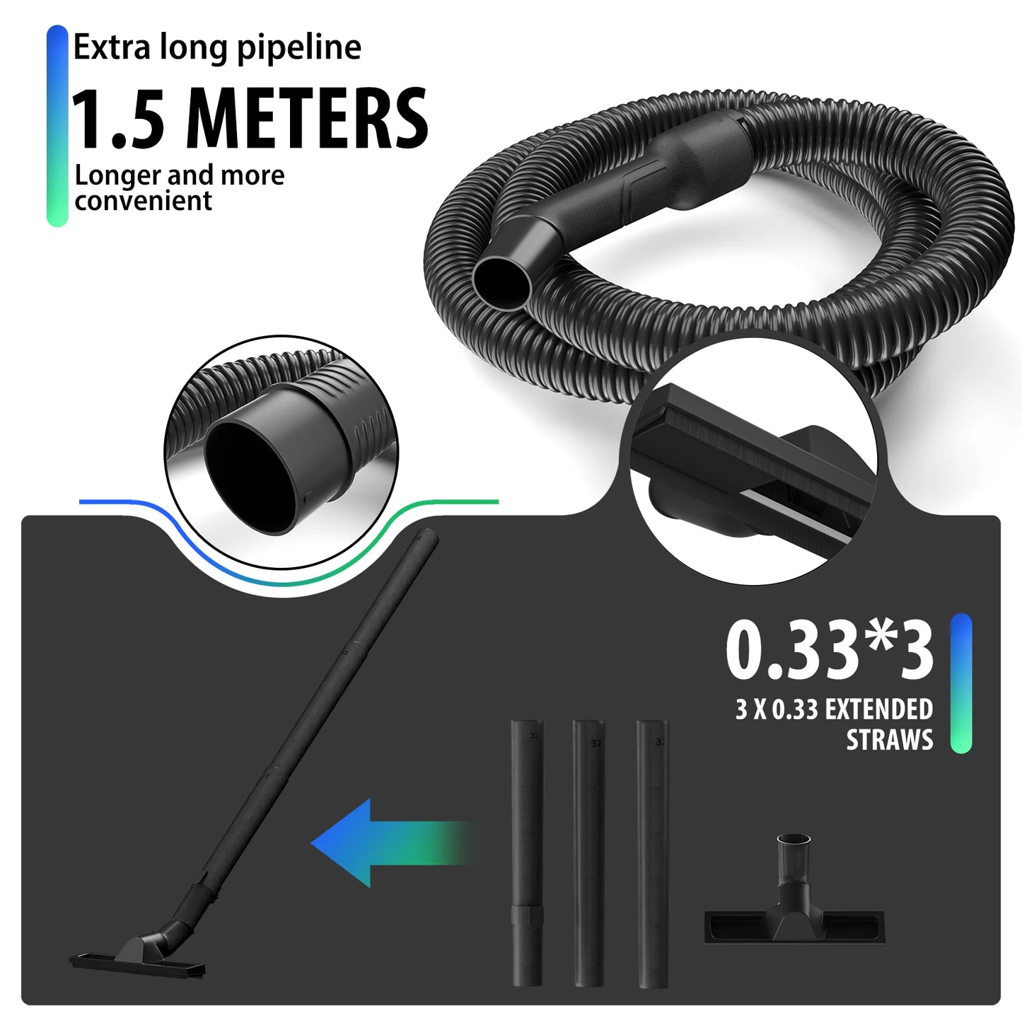 Wet And Dry Vacuum Cleaner with 15L Tank, 1800W, 16Kpa, 3-in-1 Cleaning Vacuum Blow Function, Electric Vacuum Cleaners, 2m Cord