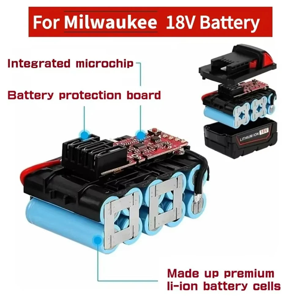 18V 6.5/5.5Ah For Milwaukee M18 Battery Rechargeable Milwaukee Lithium Battery 48-11-1860 48-11-1850 48-11-1840 48-11-1820