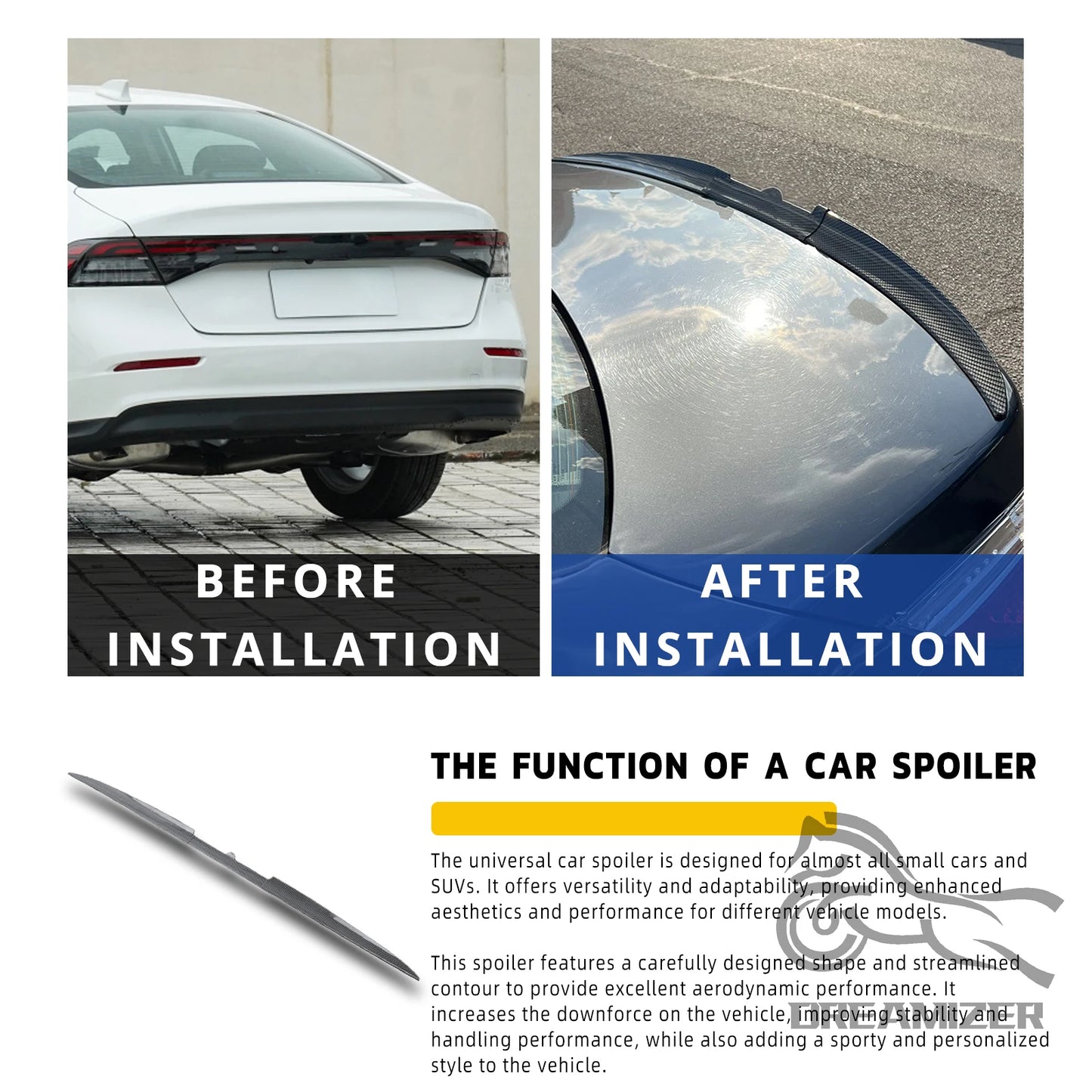 Universal Car Spoiler Roof Rear Tail Wing Trunk DIY Refit Decoration Auto Racing