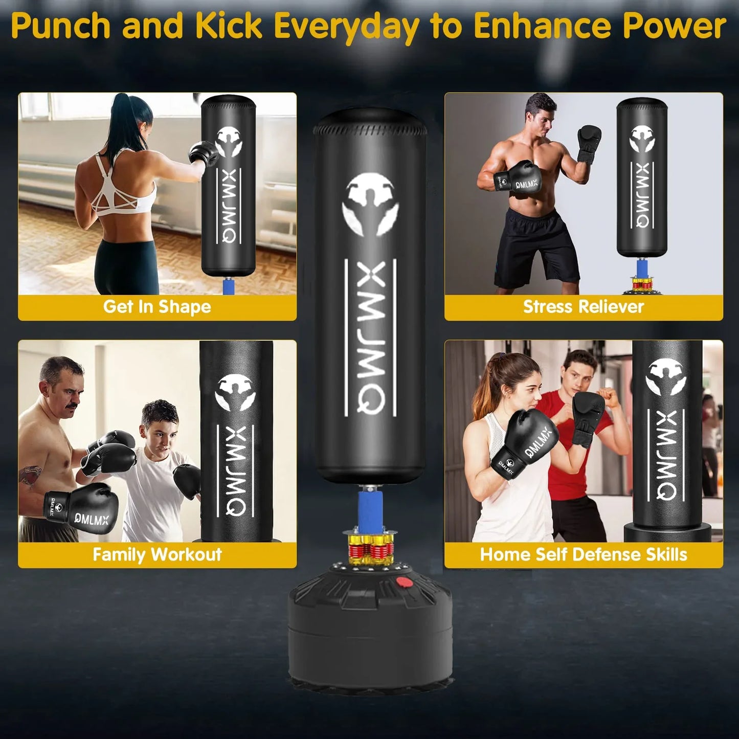 Standing boxing post, punching bag with gloves, home fighting training sandbag, boxing bag with suction cup, gift for men