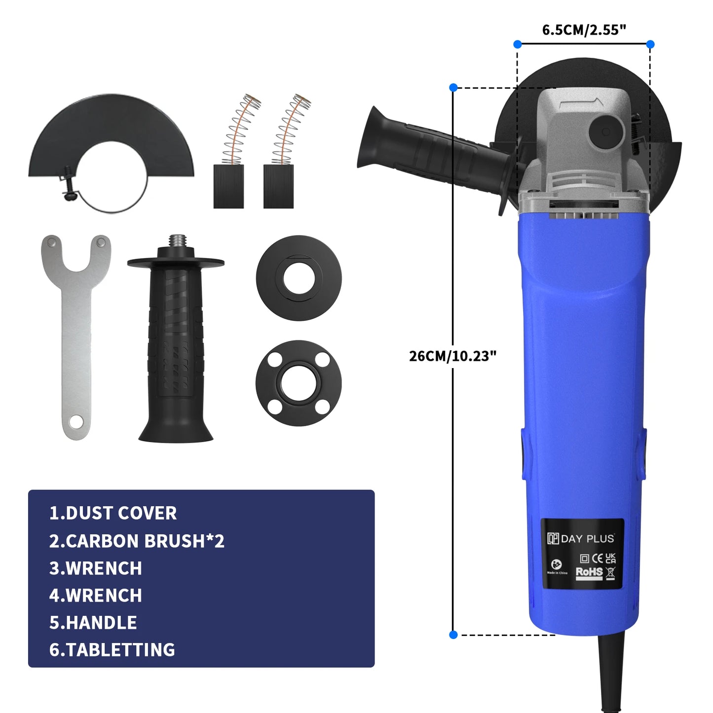 Professional Corded Angle Grinder 900W Angle Grinder for Cutting, Sanding, Polishing and Grinding, 12000RPM Speed,115mm Disc