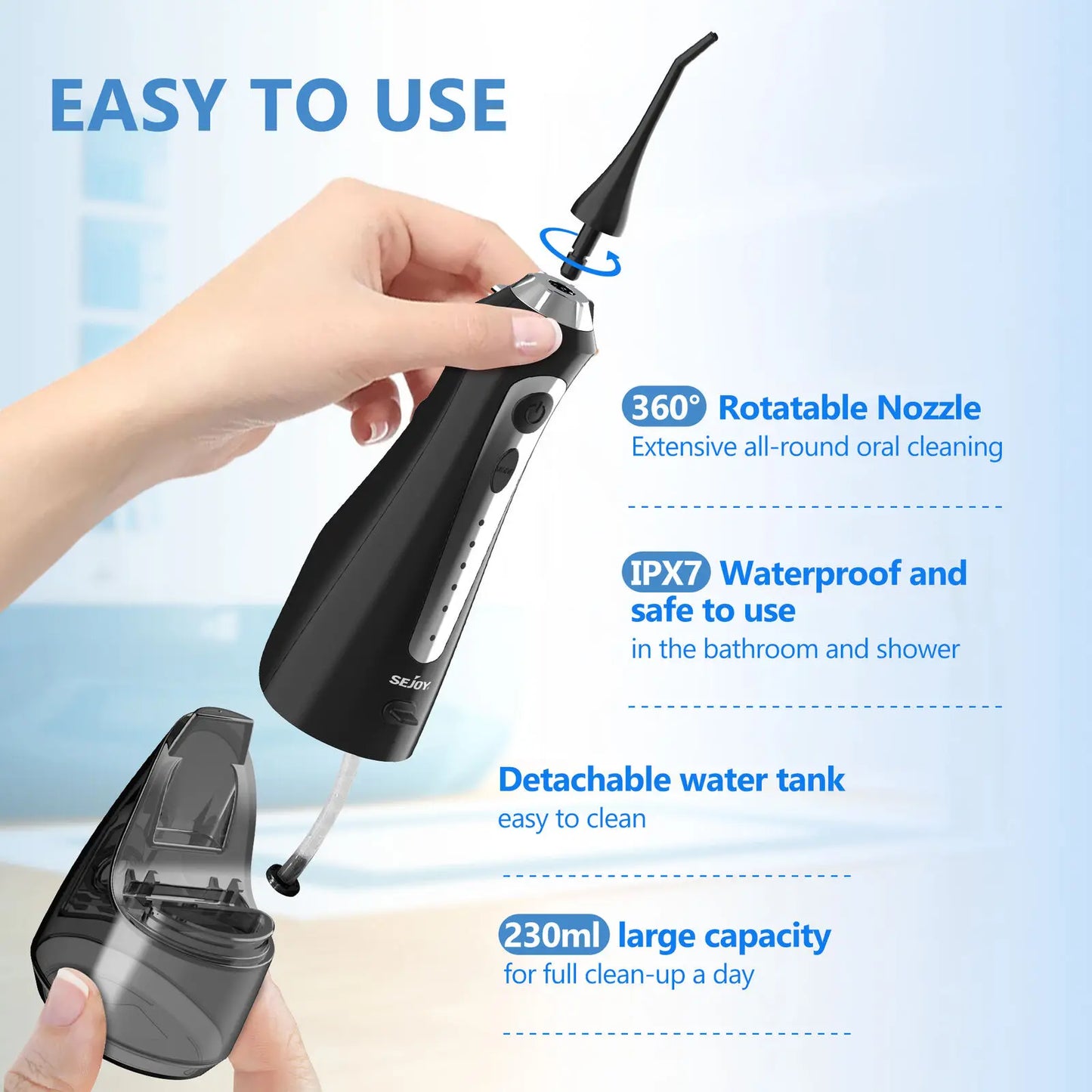 Water Flossers for Teeth Dental Oral Irrigator Cordless Rechargeable for Braces for Travel Teeth Cleaning 5 Cleaning Modes