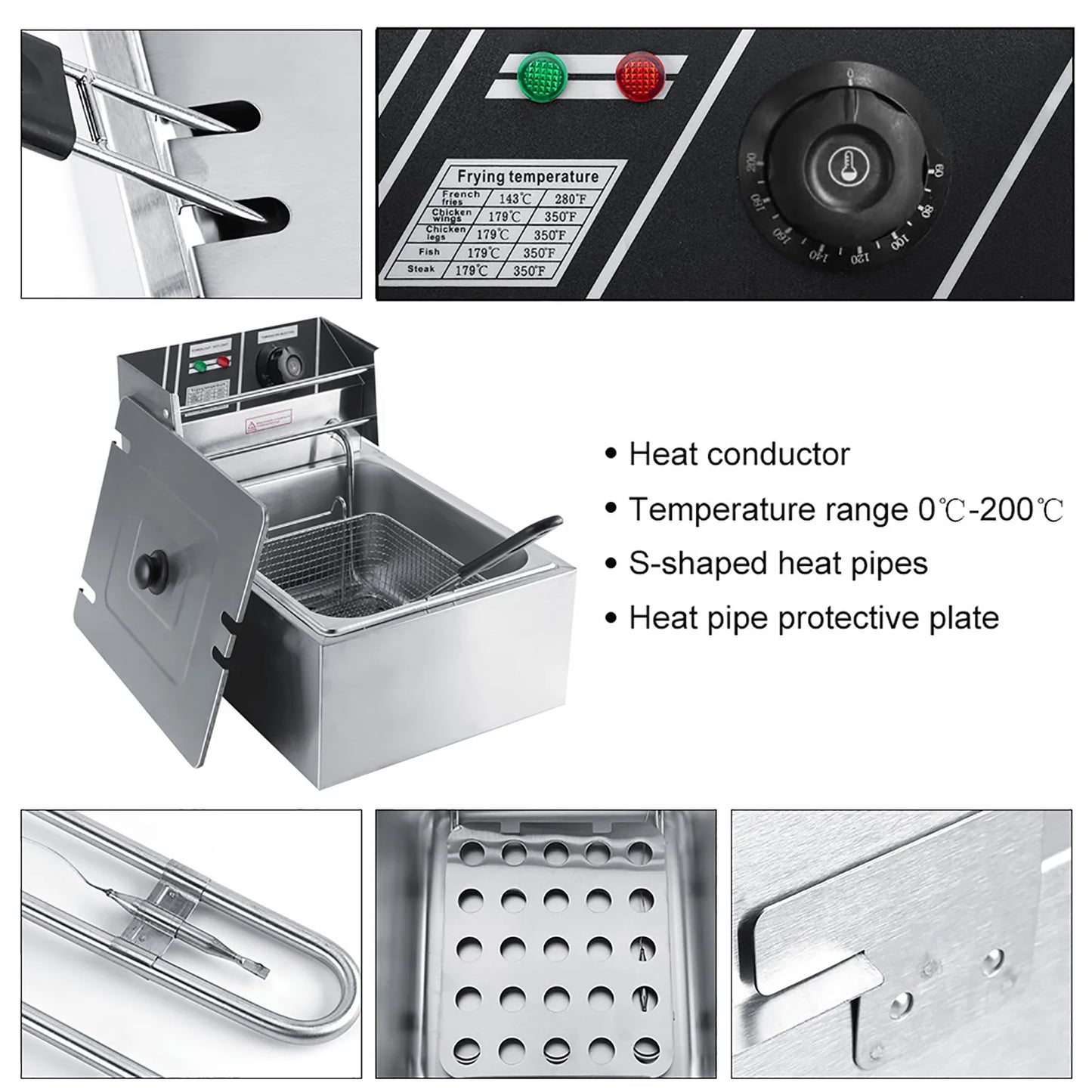6L Stainless Steel Electric Fryer with Basket for Commercial & Home Use Electric Fryer Fryer Stainless Steel Fryer