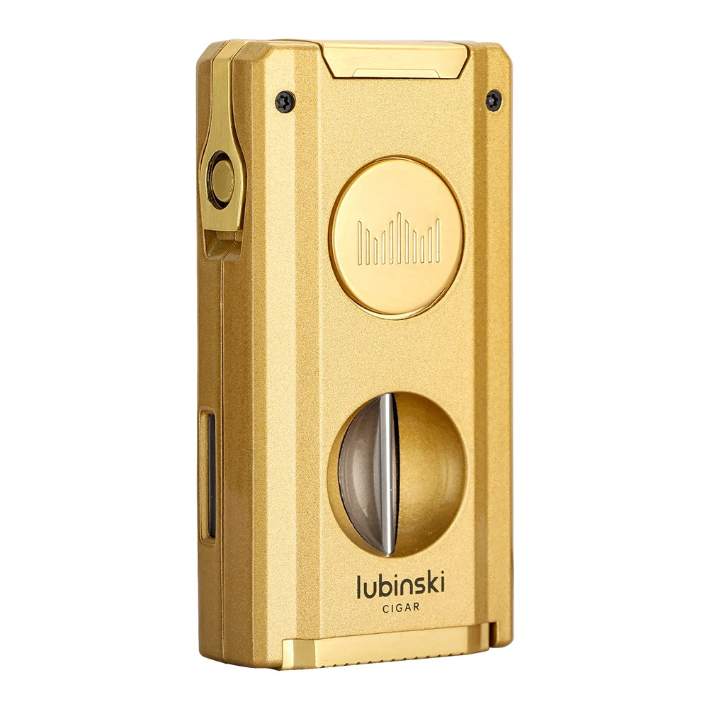 LUBINSKI Cigar Lighter Gas Torch Jet Blue Flame Lighters Smoking Cutter Cigar Accessories Cigar Tool