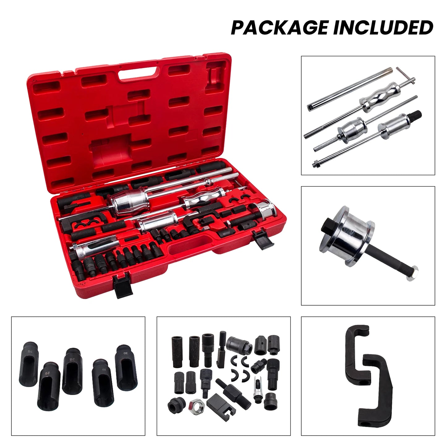 Diesel Injector Remover Puller Tool Universal MASTER Kit for VW BMW FORD MERC QZ Auto Truck Diesel Extractor Slide Hammer Tool K