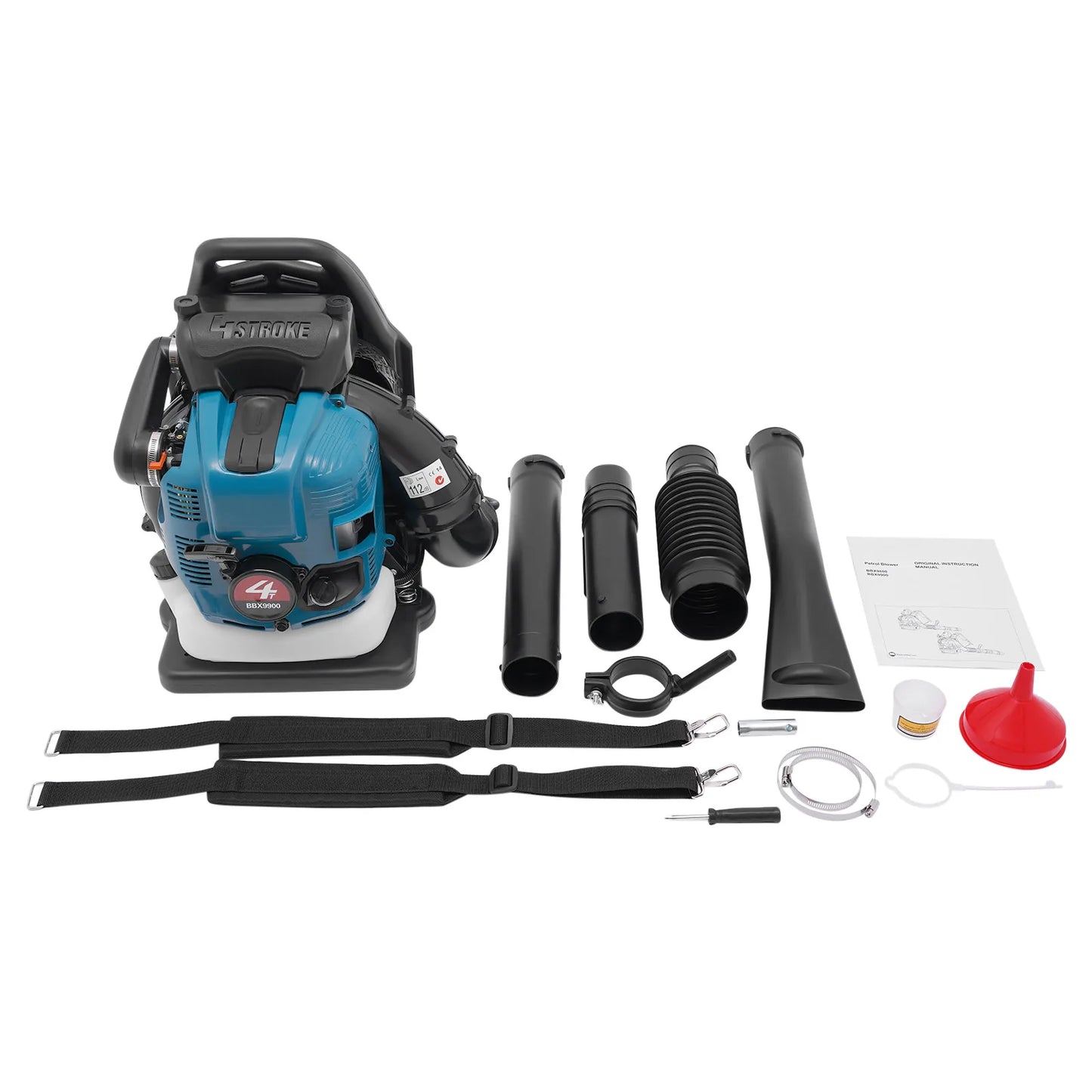 75.6CC Backpack Leaf Blower, 4 Stroke Gas Powered Leaf Blower, with 498ft ³/s Powerful Blowing, 1.9L Large Fuel Tank