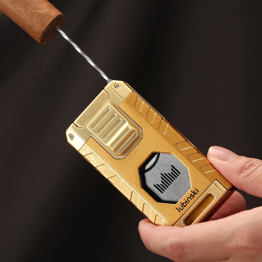 LUBINSKI Cigar Lighter Gas Torch Jet Blue Flame Lighters Smoking Cutter Cigar Accessories Cigar Tool