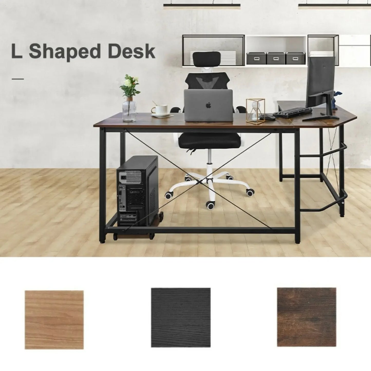 Homfa 66"(176cm) L Shape Desk Computer Gaming Laptop Desk Home Office Corner Workstation Table Study Desk 190cm x 120cm x 75cm