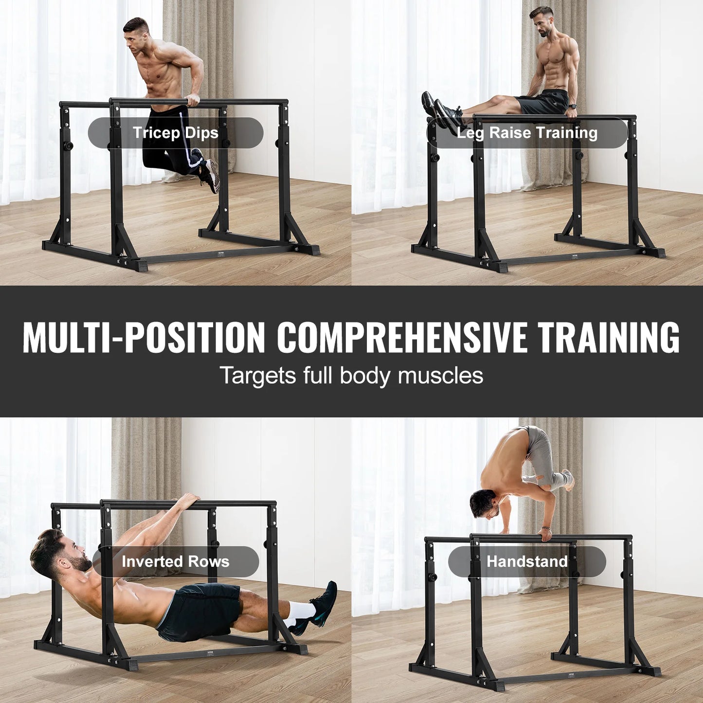 Dip Bar 800lbs Capacity Heavy Duty Dip Stand Station with Adjustable Height Parallel Bar for Strength Training Home Gym