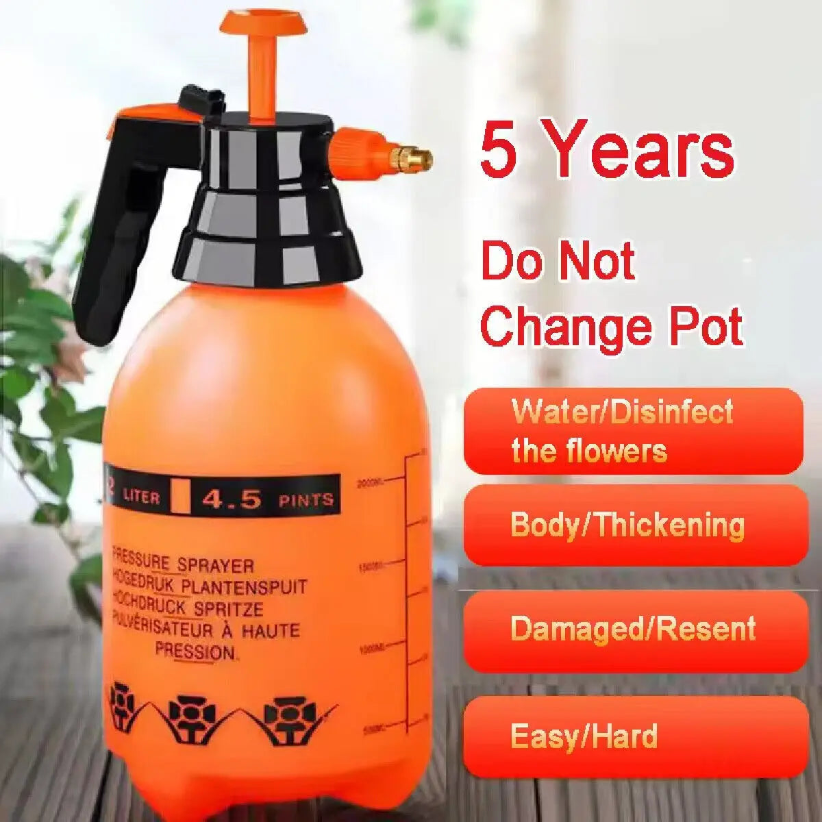 2L Garden Hand Pump Sprayer Portable Garden Sprayer Disinfection Spray Bottle Plants Sprinkler Car Wash Spray Watering Can