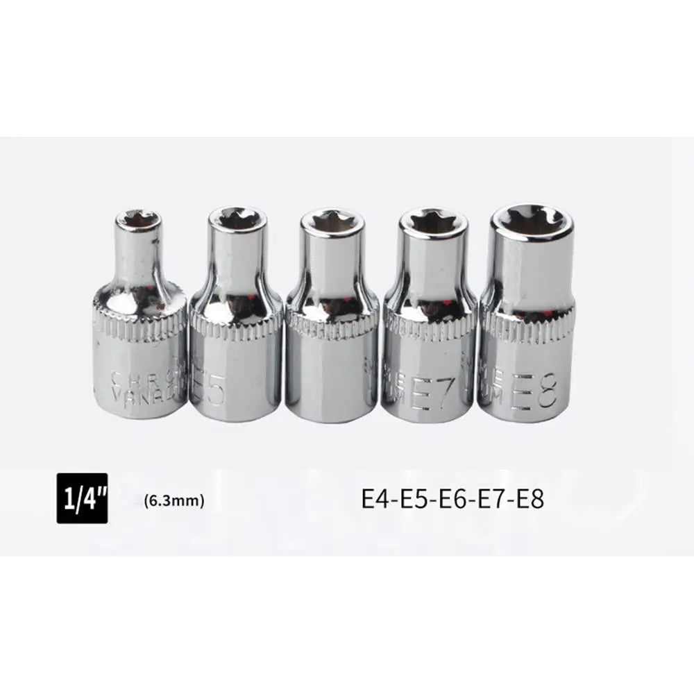 14PCS Female E-Torx Star Socket Set with Case 1/4, 3/8, 1/2 in. Drive External Star Socket Set E4-E24 Torque Socket Set