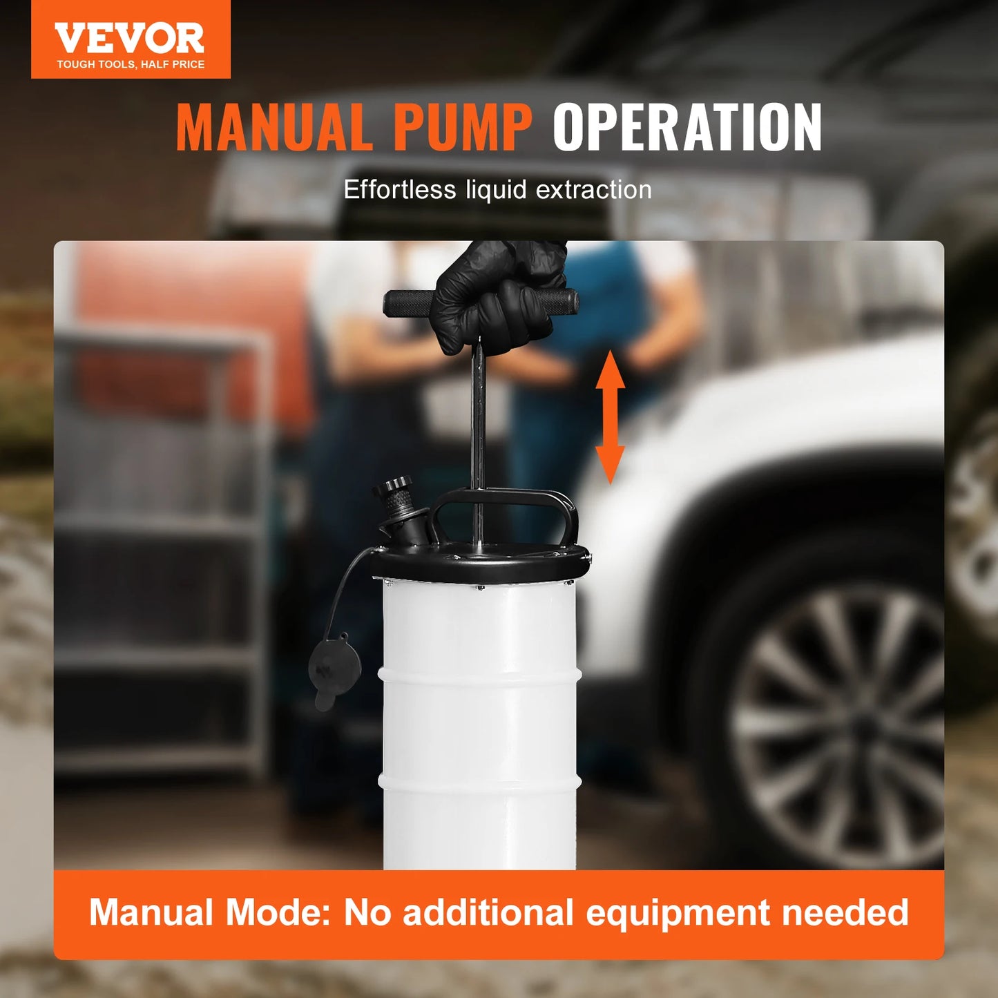 VEVOR 6.5L Fluid Extractor Manual Hand-Operated Car Brake Oil Changer Tool with Hose Vacuum Fluid Oil Pump for Car Accessories