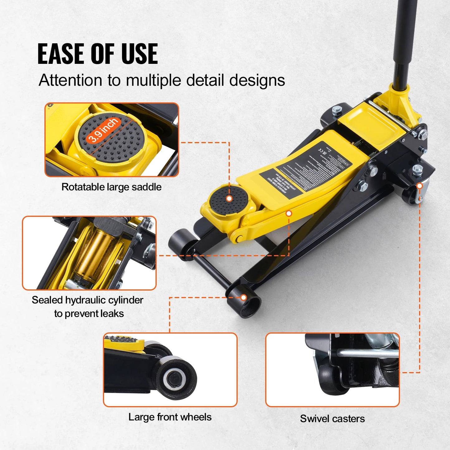 VEVOR 2T Low Profile Floor Jack , Heavy Duty Iron Hydraulic Racing Floor Jack, Hydraulic Car Jack, Single Piston Lift Pump