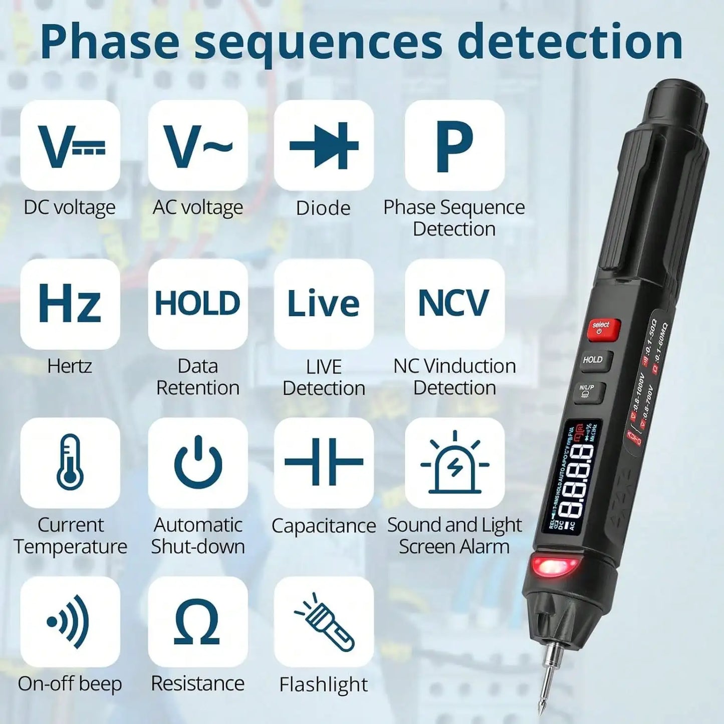 3-In-1 Digital Multimeter Professional TRMS 6000 Counts Automatic Identification Electric Pen Multimeter for DC/AC Voltage Test