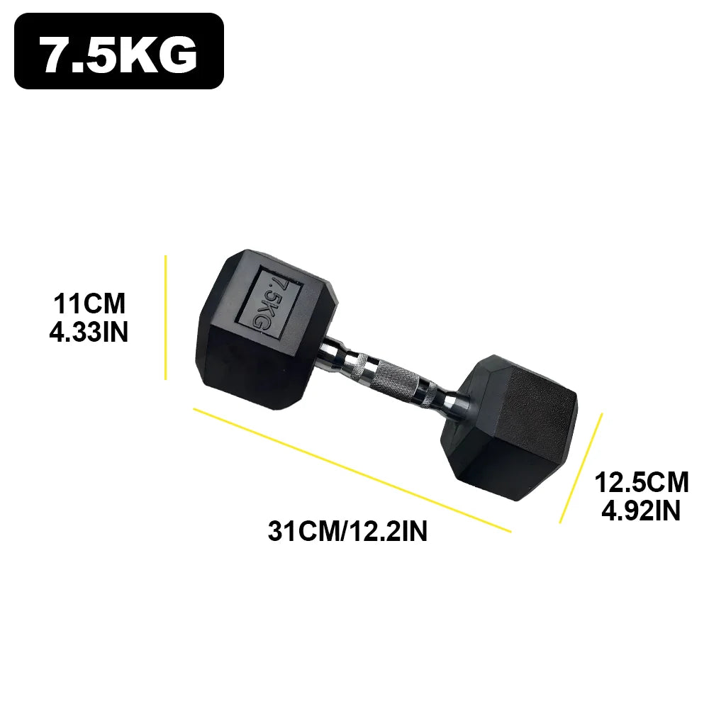 2pc 2.5kg/ 5kg/7.5kg Hexagon Dumbbells Gym Weights for Exercise Dumbbell Equipment Home Rubber Dumbbells