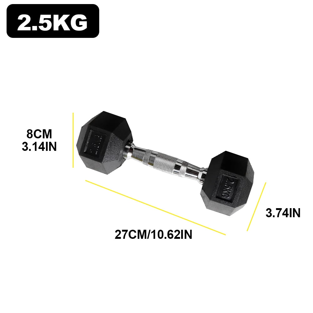 2pc 2.5kg/ 5kg/7.5kg Hexagon Dumbbells Gym Weights for Exercise Dumbbell Equipment Home Rubber Dumbbells