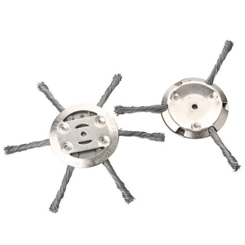 6 Grass Strimmer Head Trimmer Brush Steel Wire Wheel Garden Weed Trimmer UK