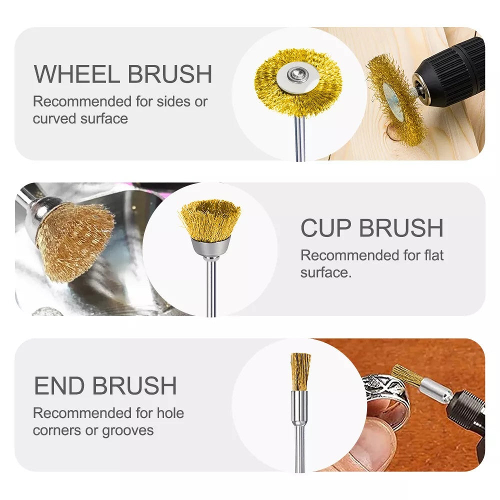 45Pcs Brass Polishing Wire Cup Mix Brush Set For Dremel Rotary Tool Accessories