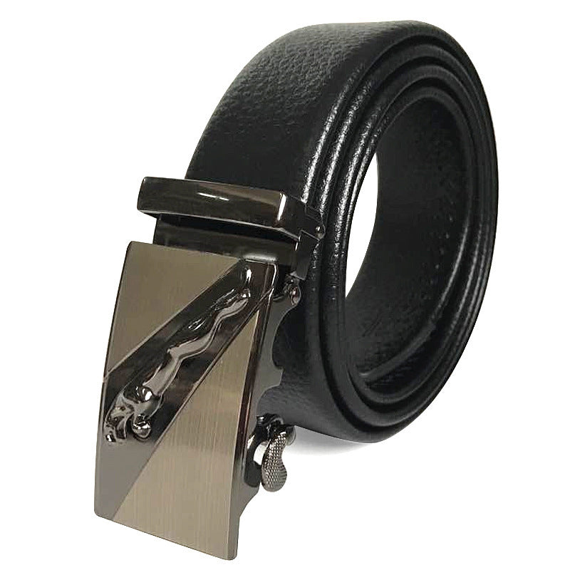 Scratch-resistant Edging Microfiber Belt Men's Automatic Buckle With Lychee Pattern