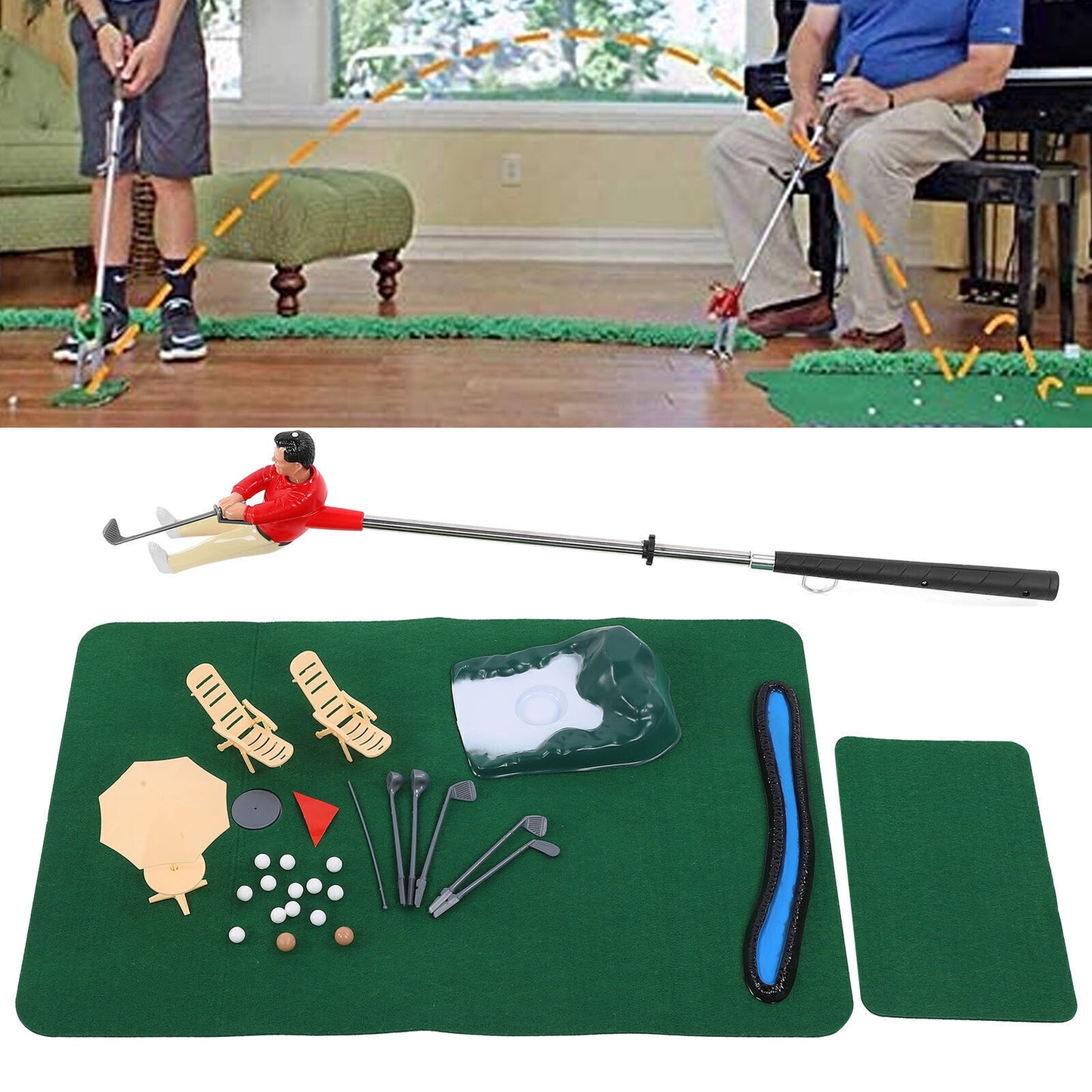 Indoor Mini Golfing Game Kit Golfs Toy Set WRed Pad Putter Early Education
