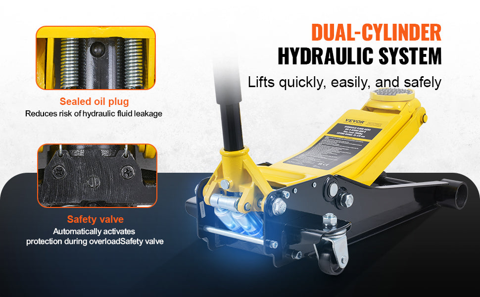 VEVOR 2T Low Profile Floor Jack , Heavy Duty Iron Hydraulic Racing Floor Jack, Hydraulic Car Jack, Single Piston Lift Pump