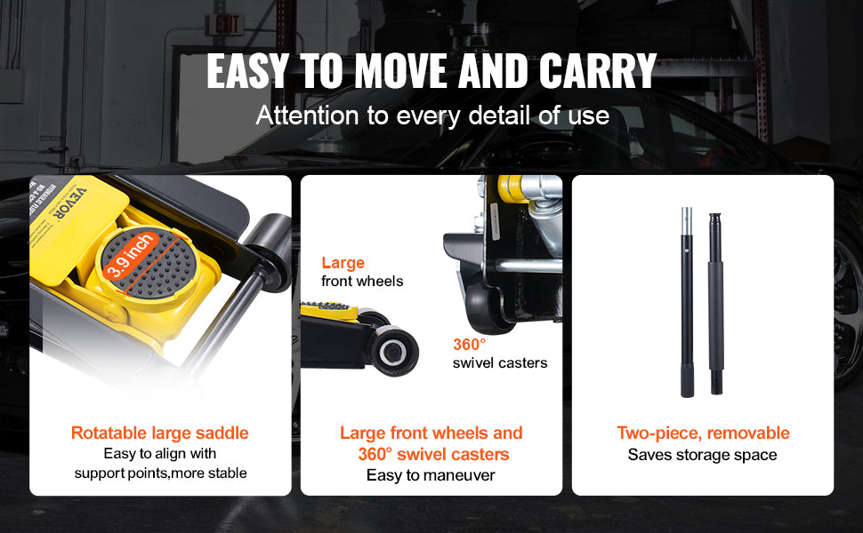 VEVOR 2T Low Profile Floor Jack , Heavy Duty Iron Hydraulic Racing Floor Jack, Hydraulic Car Jack, Single Piston Lift Pump