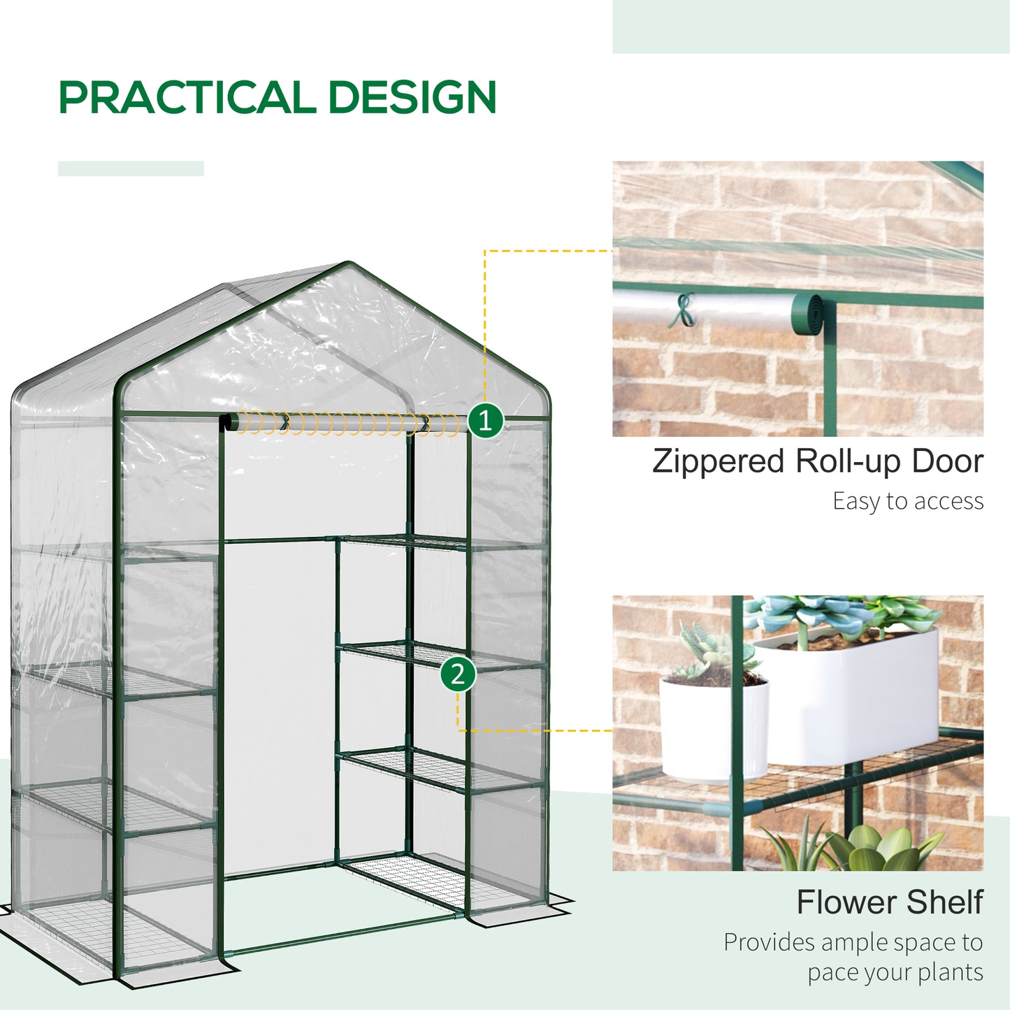 Garden Greenhouse Walk in Grow Herb Plant Transparent Metal