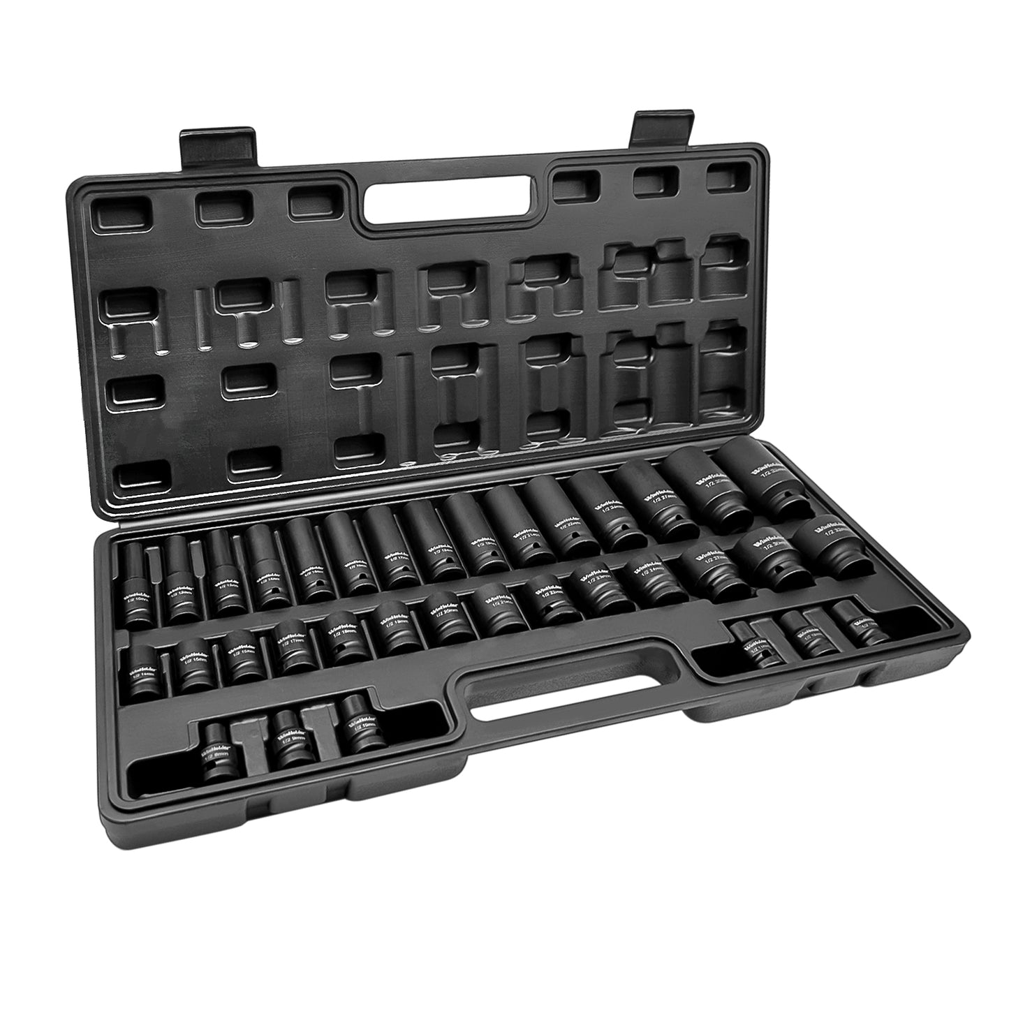 35pcs DEEP IMPACT Socket Set 1/2" Inch Drive Short + Long Reach 8-32MM Tool Kit Case