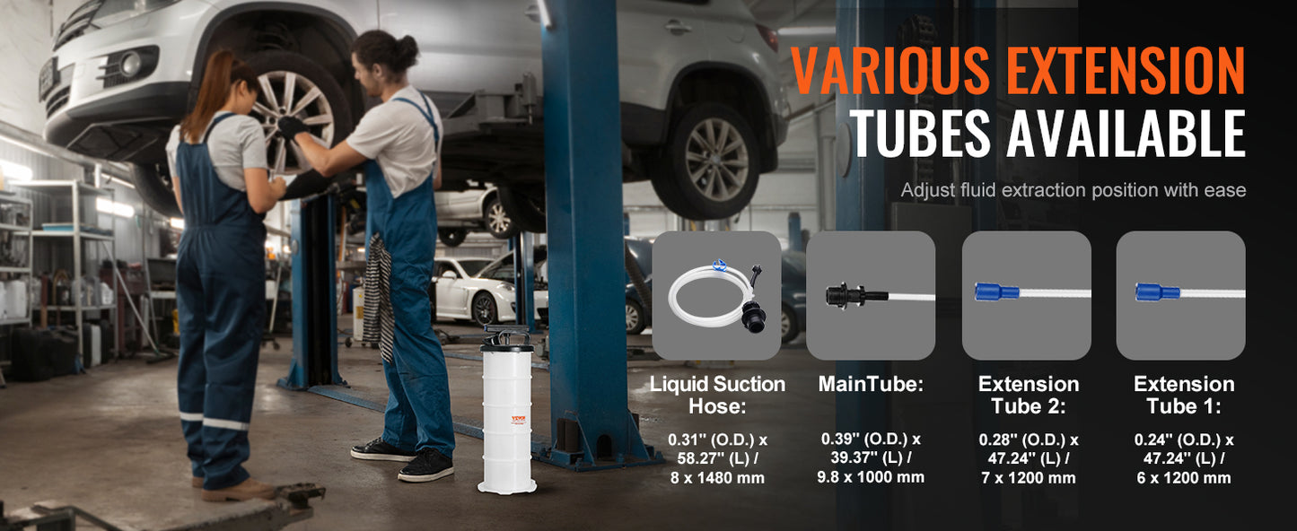 VEVOR 6.5L Fluid Extractor Manual Hand-Operated Car Brake Oil Changer Tool with Hose Vacuum Fluid Oil Pump for Car Accessories