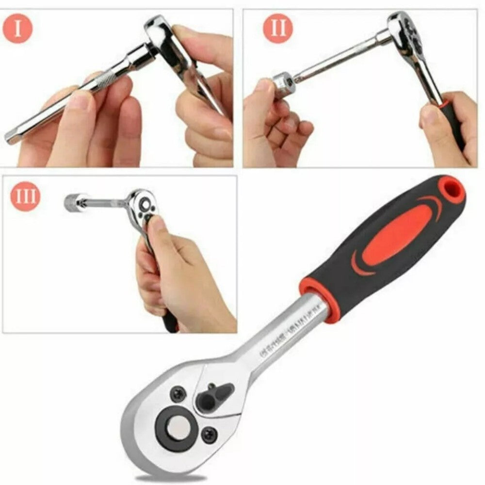 46PCS 1-4 Socket Wrench Screwdriver Bits Ratchet Driver Kit Repairing Tool Set
