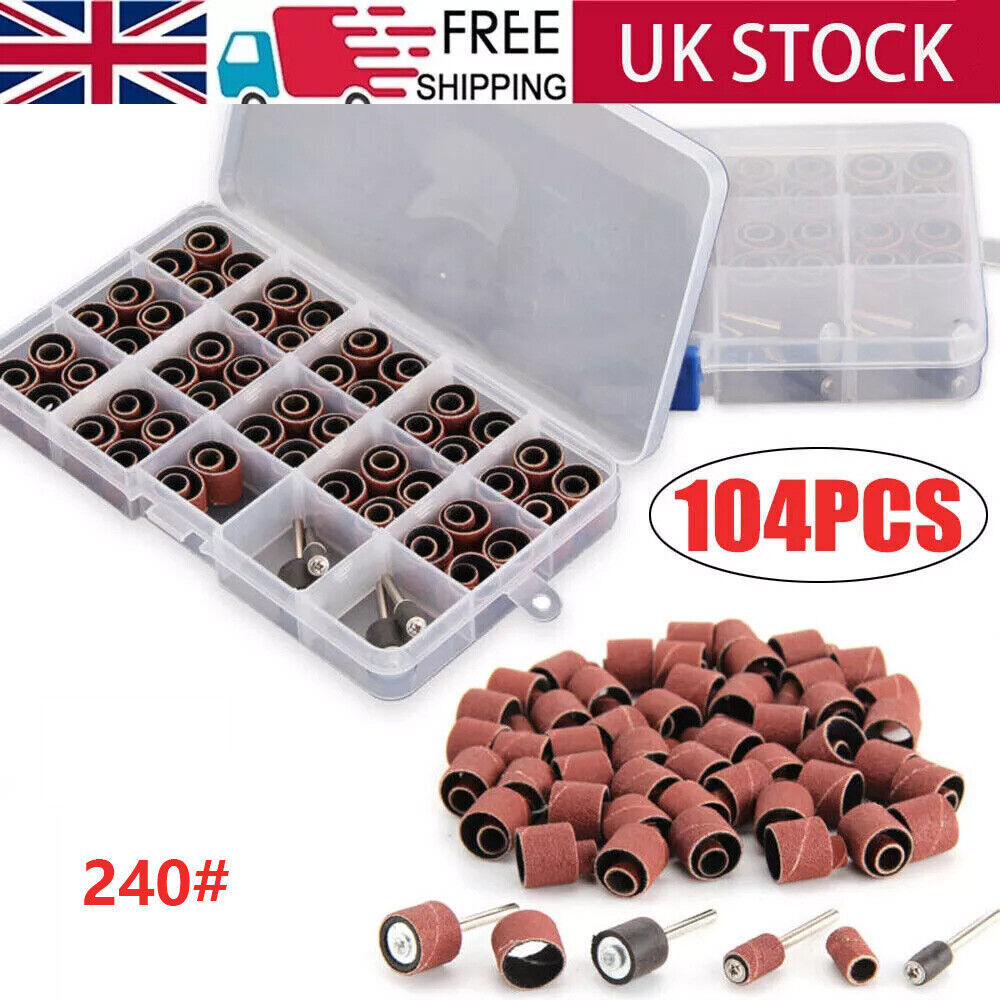 For Dremel 104pcs Sanding Bands Drum Sleeve Rotary Tool Kit For Dremel Accessories Mandrels
