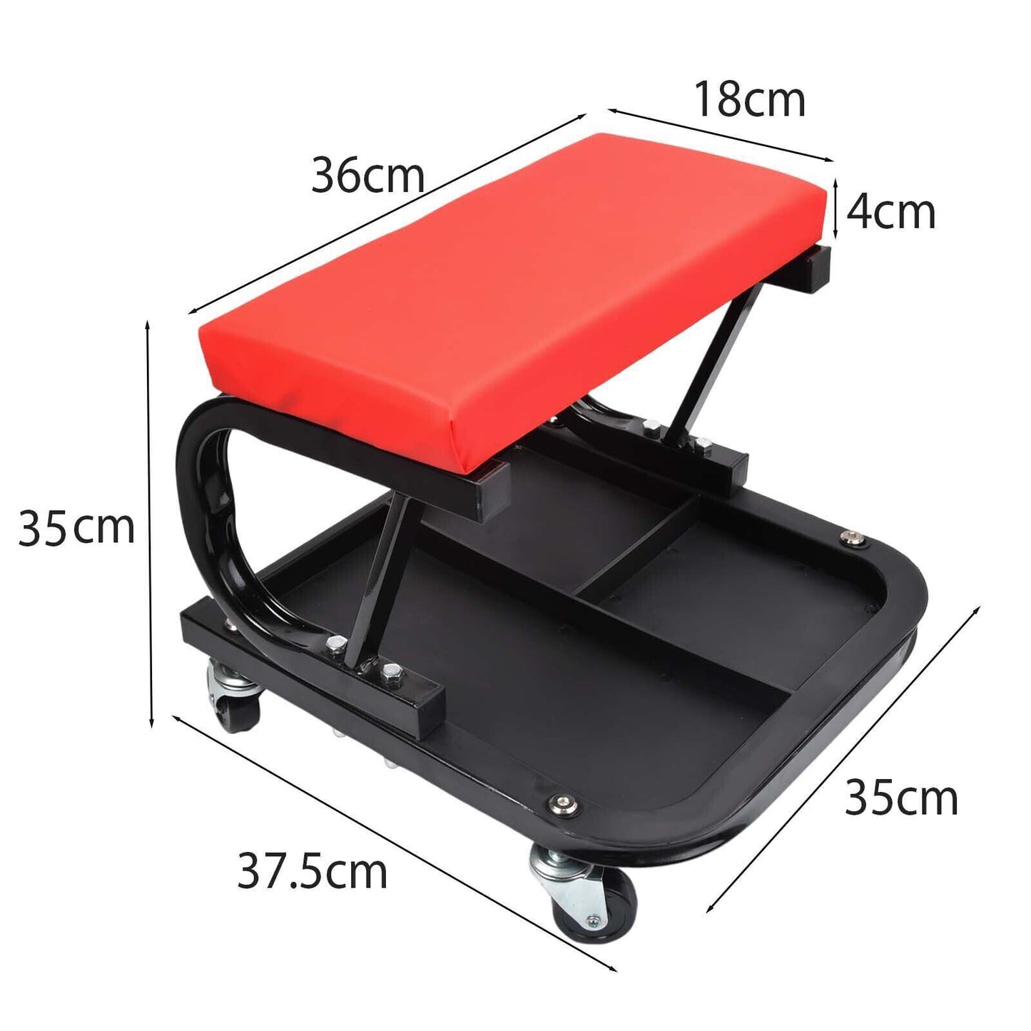 MECHANICS PADDED CREEPER TROLLEY SEAT CAR GARAGE WORK STOOL SWIVEL WHEELS CHAIR