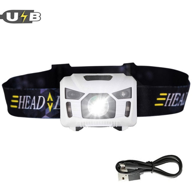 CREE 5W LED Body Motion Sensor Headlamp Mini Headlight Rechargeable Outdoor Camping Flashlight Head Torch Lamp With USB Charging