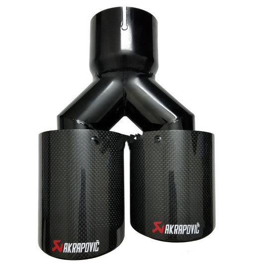 Car Modified Muffler Double Out Bright Black Exhaust Pipe Tail Throat