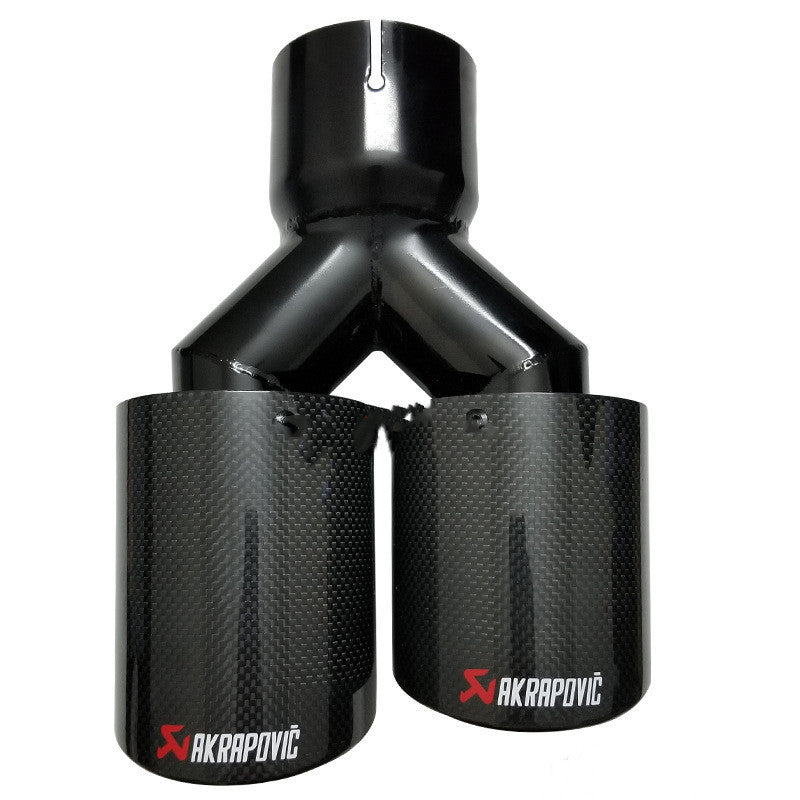 Car Modified Muffler Double Out Bright Black Exhaust Pipe Tail Throat