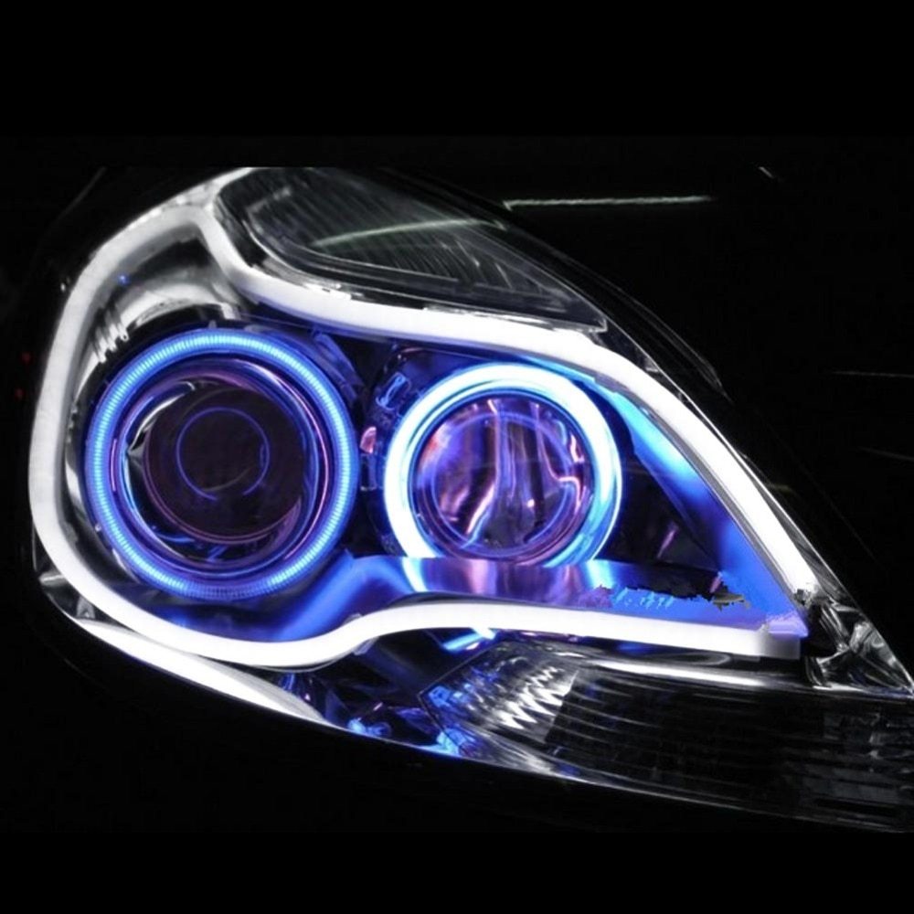 2Pcs 45cm 60cm Flexible Car Soft Tube LED Strip Light Angel Eye DRL Daytime Running Headlight Lamp 5 Color
