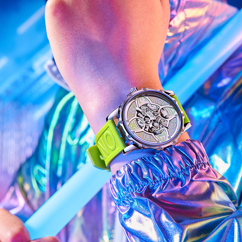 Fully automatic mechanical watch for men fashionable multi-color waterproof watch