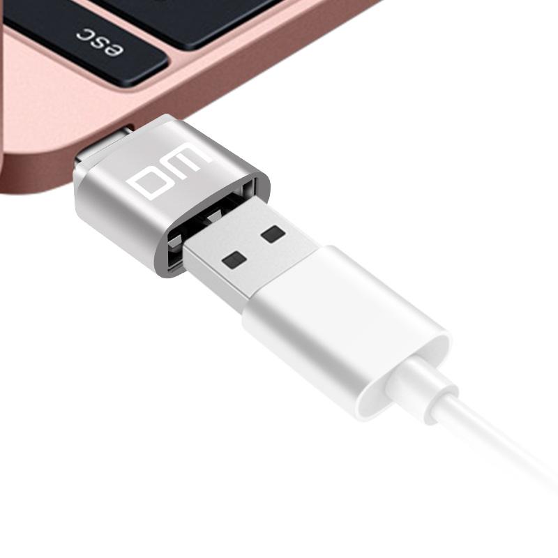 Free shipping DM Type-C Adapter silver USB C Male to USB2.0 Femail USB OTG converter for devices with typec interface